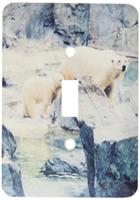 3dRose lsp247511 Cute Polar Bear Cub Following Mom Toggle Switch MultiColor