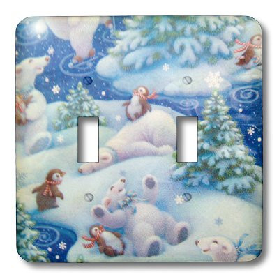 3dRose LLC lsp252932 Polar Bear Play Double Toggle Switch