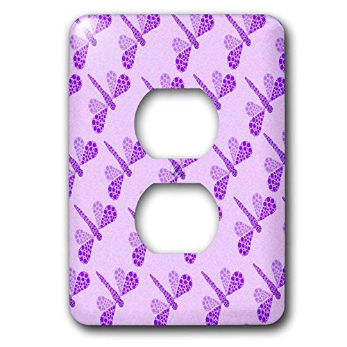3dRose lsp253816 Purple Pointillism Dragonfly Print Outlet Cover MultiColor