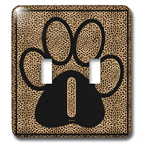 3dRose lsp259422 Letter I Standard Cheetah Print Cat Paw Double Toggle Switch