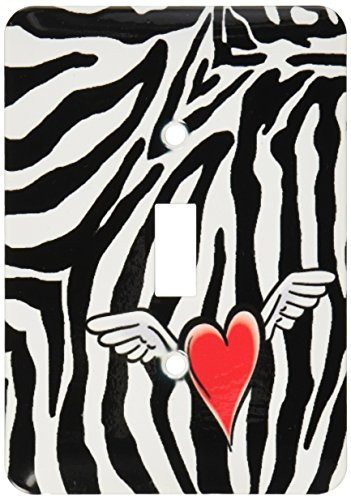 3dRose lsp260921 Cupid Heart With Wings Zebra Print Toggle Switch Multicolor