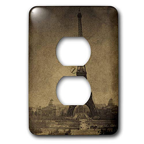 3dRose lsp275506 Eiffel Tower Sepia Tone Outlet Cover MultiColor