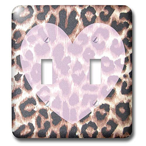 3dRose lsp308752 Love Pink Heart Leopard Print Animal Prints Double Toggle Switch