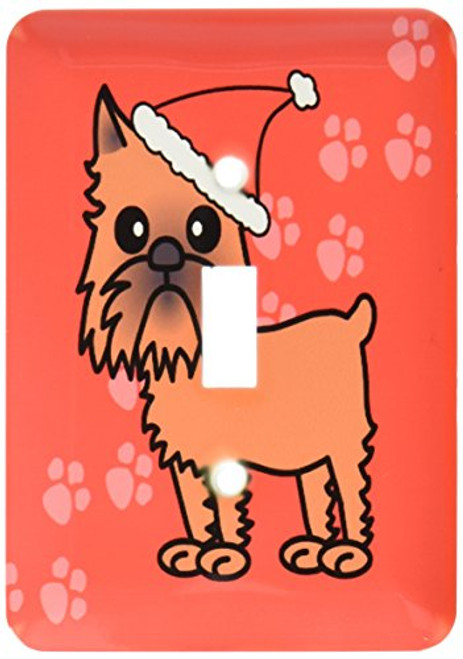 3dRose lsp312041 Cute Brussels Griffon Cropped Ears Red with Santa Hat Single Toggle Switch