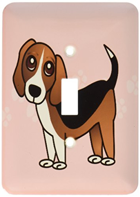3dRose lsp355431 Cute Beagle Cartoon Dog Pink with Pawprints Single Toggle Switch