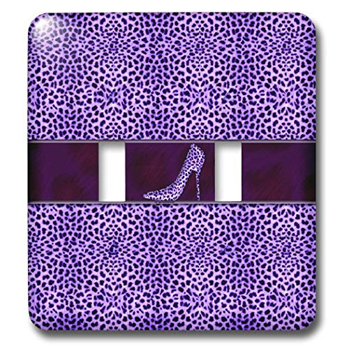 3dRose lsp386932 Purple Cheetah Print and Stiletto Heel Double Toggle Switch