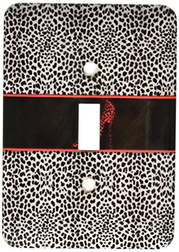 3dRose lsp386951 Cheetah Print Stiletto Heel Single Toggle Switch SilverRed