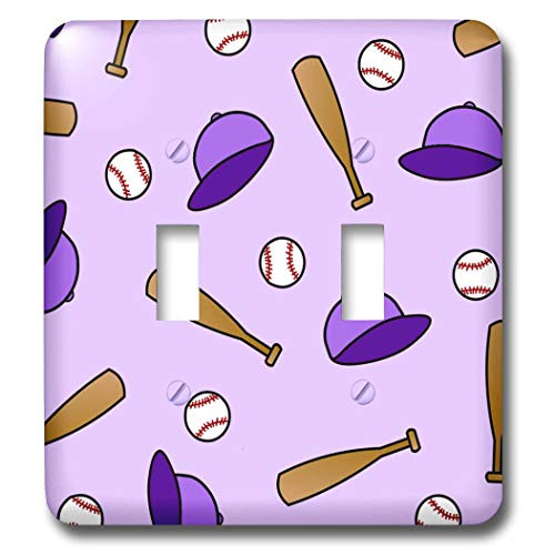 3dRose lsp409482 Cute SoftballBaseball Print Double Toggle Switch Purple