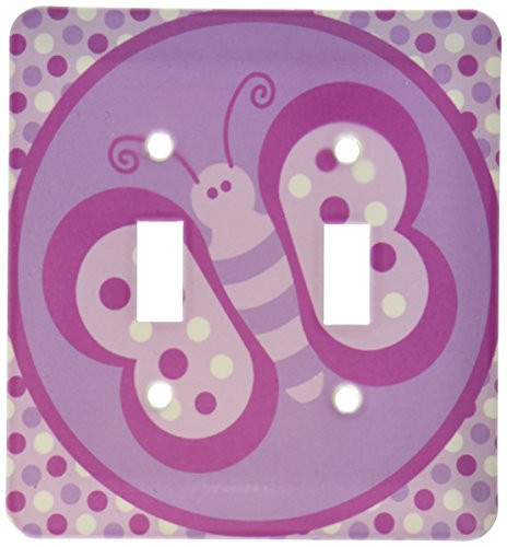 3dRose lsp432232 Cute Butterfly On Purple Dots 1 Toggle Switch