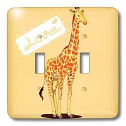 3dRose lsp544182Orange GiraffeLoveCute AnimalsFun ArtDouble Toggle Switch