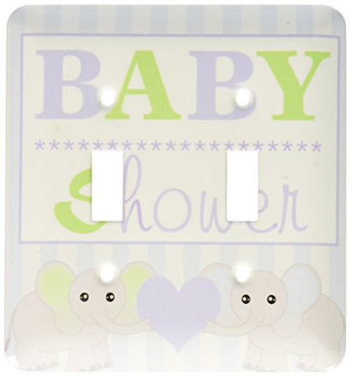 3dRose lsp570862 BABY ShowerCute Twin Elephants Green and Blue Double Toggle Switch