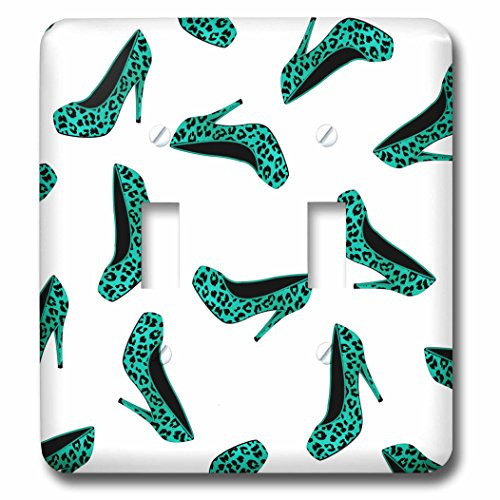 3dRose lsp571492High Heel Shoes Print Teal Cheetah Double Toggle Switch