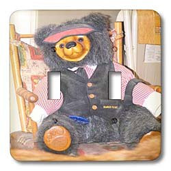 3dRose lsp613862 A Childs Teddy Bear in a Rocking Chair with a Hat on and a Pink Shirt Double Toggle Switch