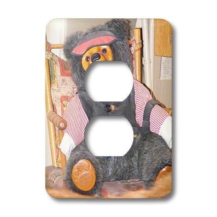 3dRose LLC lsp613866 A Childs Teddy Bear in A Rocking Chair with A Hat On And A Pink Shirt 2 Plug Outlet Cover