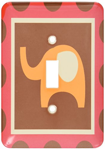 3dRose lsp634621 Cute Orange Elephant Single Toggle Switch