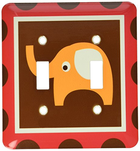 3dRose lsp634622 Cute Orange Elephant Double Toggle Switch