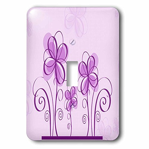 3dRose lsp661431 Cute Four Petal Flowers Single Toggle Switch Purple