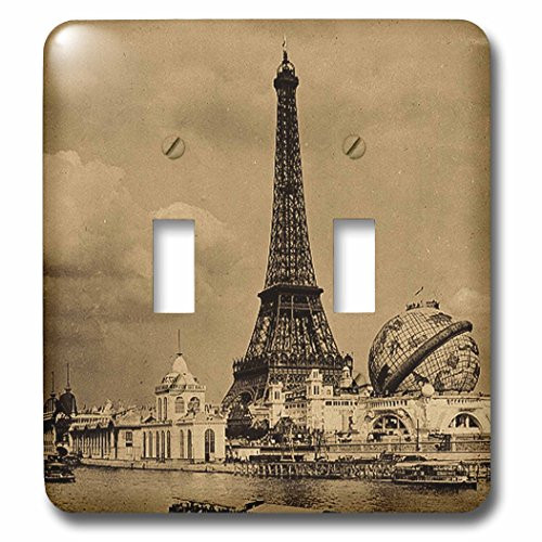 3dRose lsp774472 Eiffel Tower Paris Exposition From The Seine Sepia Tone 1900 Double Toggle Switch