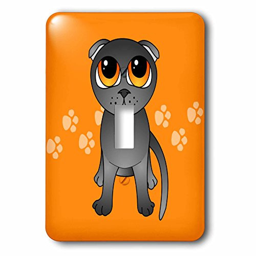 3dRose lsp775101 Cute Grey Scottish Fold Cat Cartoon Single Toggle Switch Multicolor