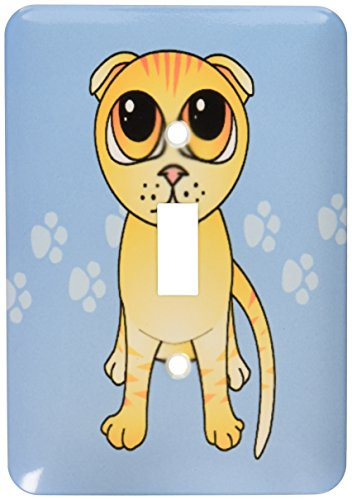 3dRose lsp775171Cute Orange Scottish Fold Cat Cartoon Single Toggle Switch Multicolor