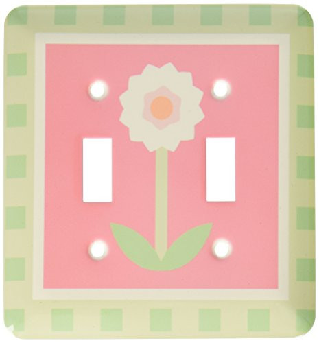 3dRose lsp792422 Pink and Lime Cute Flower Art Double Toggle Switch