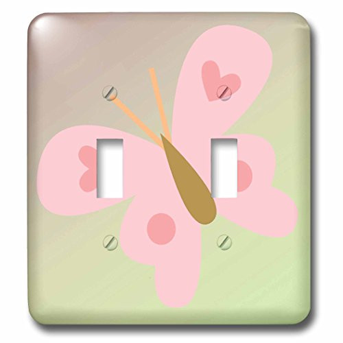 3dRose LLC lsp792582 Cute Pink Whimsical Butterfly Childrens Art Double Toggle Switch