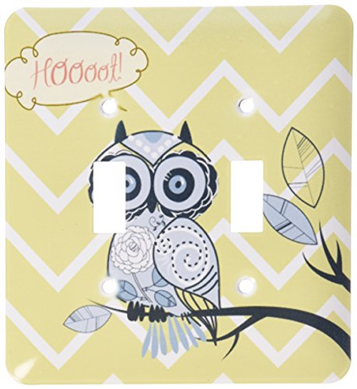 3dRose LLC lsp1104822 Hoot Im Cute Whimsical Owl with Chevron Print Double Toggle Switch