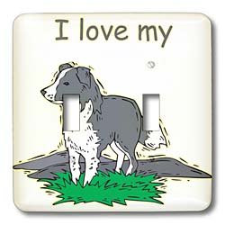 3dRose lsp1290192 Cute and Cuddly Canine I Love My Border Collie Double Toggle Switch