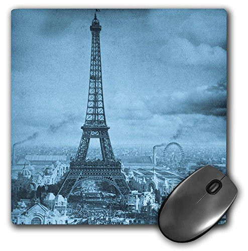 3dRose LLC 8 x 8 x 025 Inches Eiffel Tower Paris France 1889 Cyan Mouse Pad mp67941