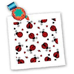 3dRose Janna Salak Designs Love Bugs Red Ladybug Print with Hearts Square Quilt Sheet 10 by 10Inch
