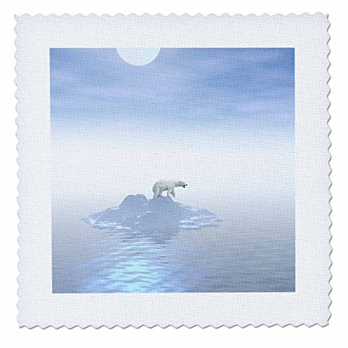 3dRose qs181621 Polar Bear on Iceberg a Polar Bear Prepares to Swim from an Iceberg Floating at Sea Quilt Square 10 by 10Inch