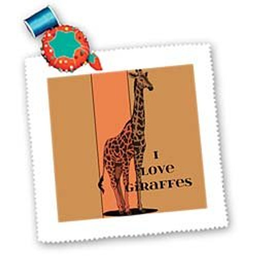 3dRose LLC I Love Giraffes Cute Animals Fun Art 10 by 10Inch Quilt Square