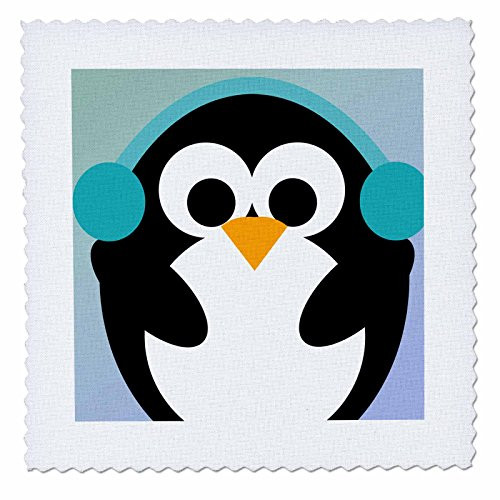 3dRose qs792761 Christmas Penguin Cute Whimsical Art Quilt Square 10 by 10Inch