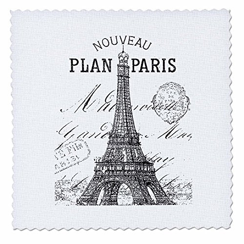 3dRose qs1103892 Nouveau Paris Vintage Eiffel TowerQuilt Square 6 by 6Inch