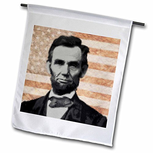 3dRose fl385651 Abraham Lincoln President Abraham Lincoln Designed Using a Cool Pixel Effect Garden Flag 12 by 18 Inch
