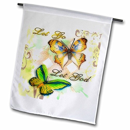 3dRose fl559231 Let Go Let God Butterfly Digital Print Garden Flag 12 by 18Inch