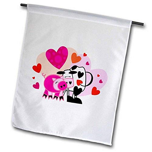 3dRose Cute Cow and Pig Valentine Design Garden Flag 12 by 18 3dRose Cute Cow and Pig Valentine Design Garden Flag 12 by 18