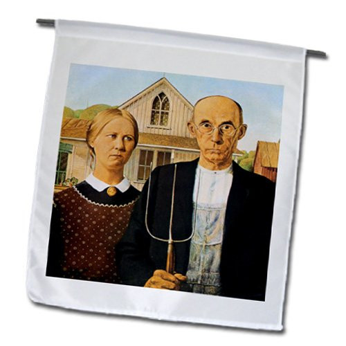3dRose fl1301861 American Gothic by Grant Wood Garden Flag 12 by 18Inch