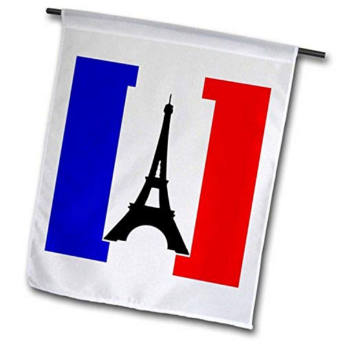 3dRose fl1828401 Print of French Flag with Eiffel Tower on it Garden Flag 12 by 18
