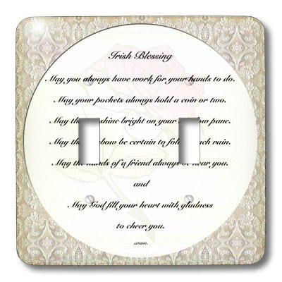 3dRose lsp_27408_2 Irish Blessing On Pale Yellow Background with A Red Rose and Laced Border Double Toggle Switch