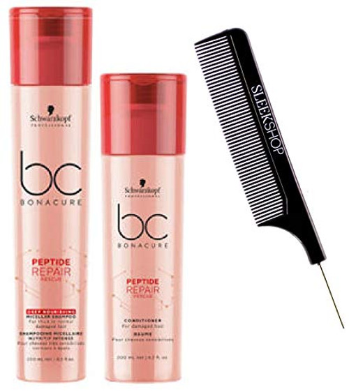 Schwarzkopf BC Bonacure REPAIR RESCUE SHAMPOO CONDITIONER Duo SET for FINE TO NORMAL DAMAGED HAIR with Sleek Steel Pin Tail Comb 85 oz 68 oz ORIGINAL DUO KIT Schwarzkopf BC Bonacure REPAIR RESCUE SHAMPOO CONDITIONER Duo SET for FINE TO NORMAL DAMAGED HAIR with Sleek Steel Pin Tail Comb 85 oz 68 oz ORIGINAL DUO KIT
