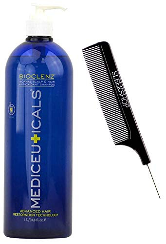 Therapro Mediceuticals BIOCLENZ Normal Scalp  Hair Antioxidant SHAMPOO with Sleek Steel Pin Tail Comb Advanced Hair Restoration Technology 338 oz LARGE LITER