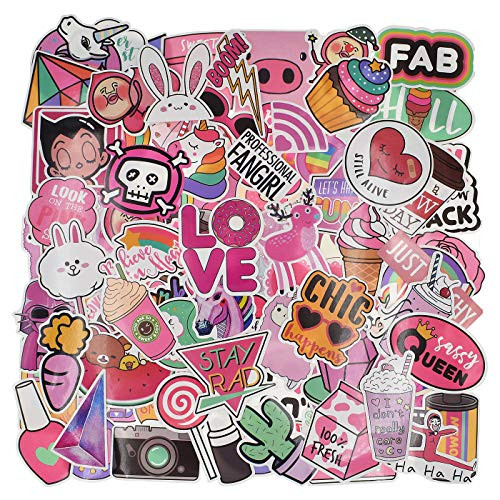 110 PCS Cute Girl Lovely Laptop Stickers Pink DecorativeStickers Phone Guitar Water Bottle Motorcycle Skateboard Bicycle Bike Travel Case Sticker Decal