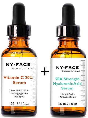 NY FACEs Vitamin C 20 Serum  50x strength Hyaluronic Acid Serum with Vitamin C Vitamin E SET