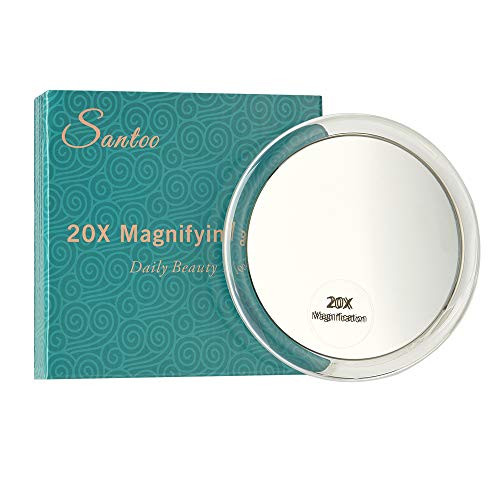 20X Magnifying Mirror with 3 Mounting Suction Cups - Use for Precise Makeup Application - Eyebrows/Tweezing - Blackhead/Blemish Removal - Bathroom/Travel Makeup Mirror, 4 Inch Round 20X Magnifying Mirror with 3 Mounting Suction Cups - Use for Precise Makeup Application - Eyebrows/Tweezing - Blackhead/Blemish Removal - Bathroom/Travel Makeup Mirror, 4 Inch Round