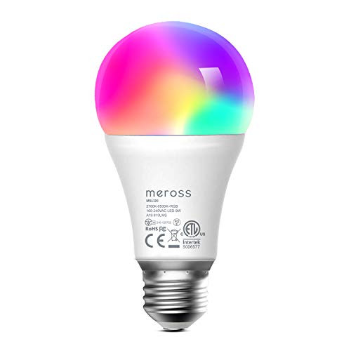 Smart Light Bulb meross Smart WiFi LED Bulbs Works with Alexa Google Home Dimmable E26 Multicolor 2700K6500K RGB 810 Lumens 60W Equivalent No Hub Required 1 Pack