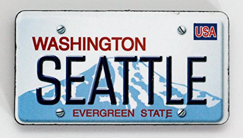 Seattle Washington License Plate Wood Fridge Magnet 3 x 15