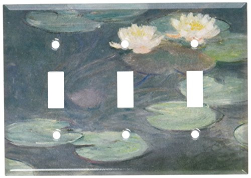 Art Plates  Monet Water Lilies CloseUp Switch Plate  Triple Toggle