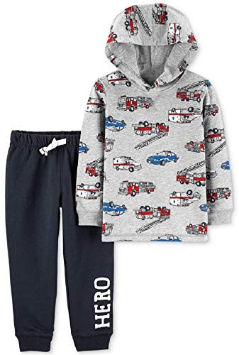 Carters Baby Boys 2Piece Hoodie  Jogger Pants Set 3 Months PoliceFiretrucks Gray