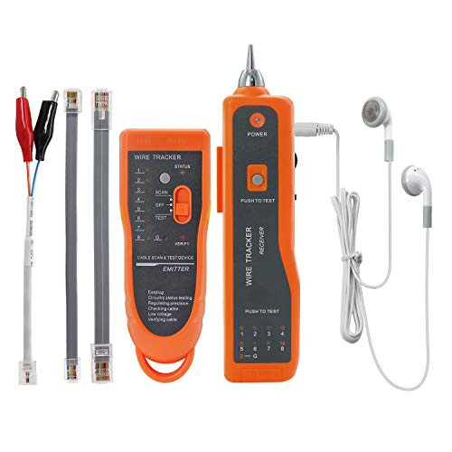 BOOGIIO Wire Tester RJ45 RJ11 Cable Tracker Line Finder Multifunction Wire Tracker Ethernet LAN Network Cat5 Cat6 with Earphone for Cable Collation Network Maintenance Collation Telephone Line Test